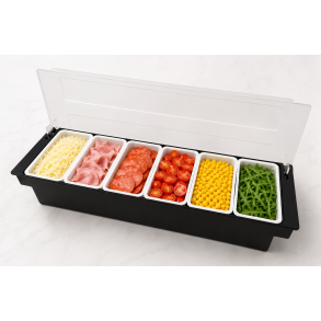 Pizza topping station med 6 rum og l�g