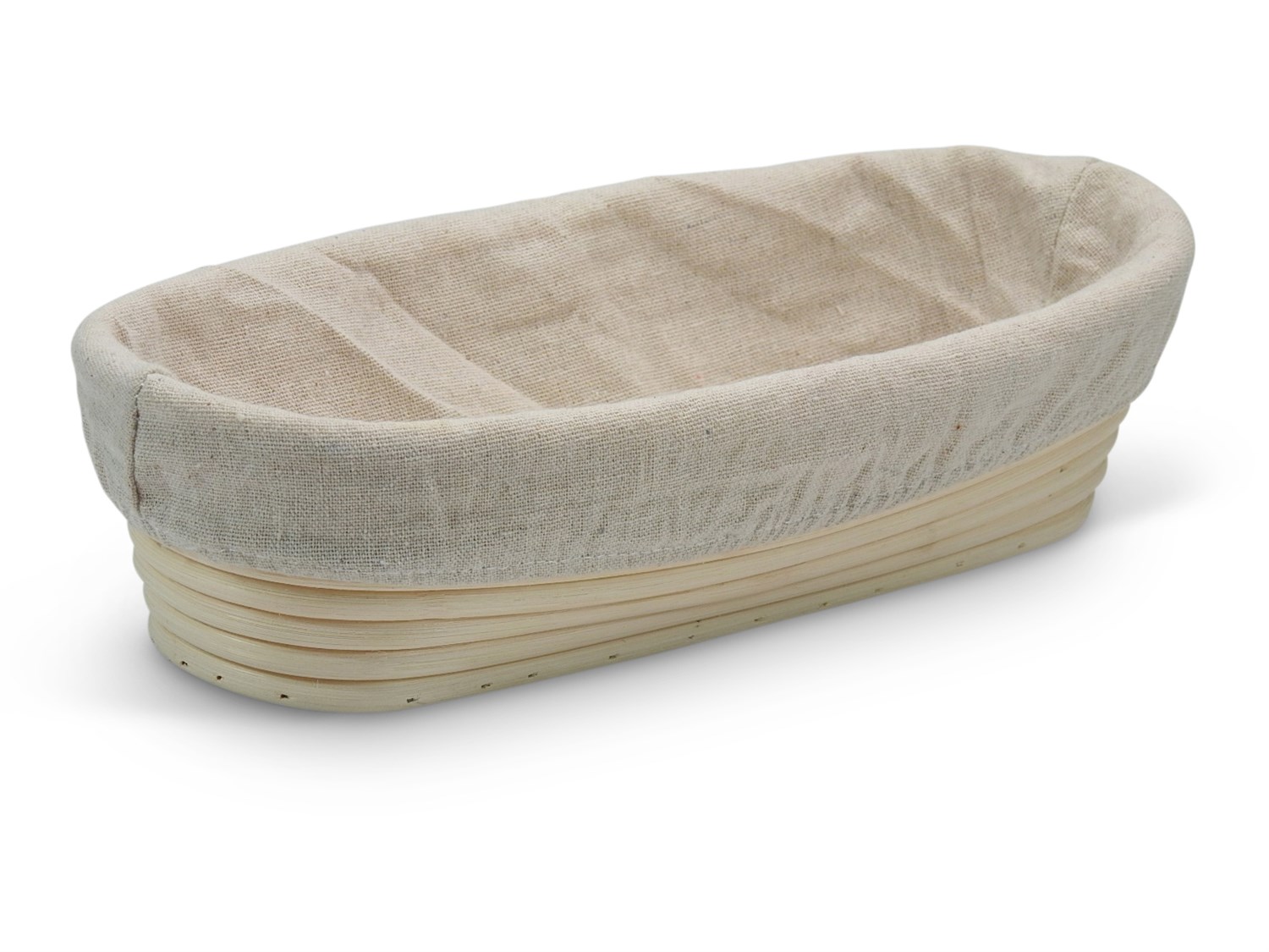 Oval hævekurv 25 x 15 cm i rattan, med aftageligt klæde – Billig fragt