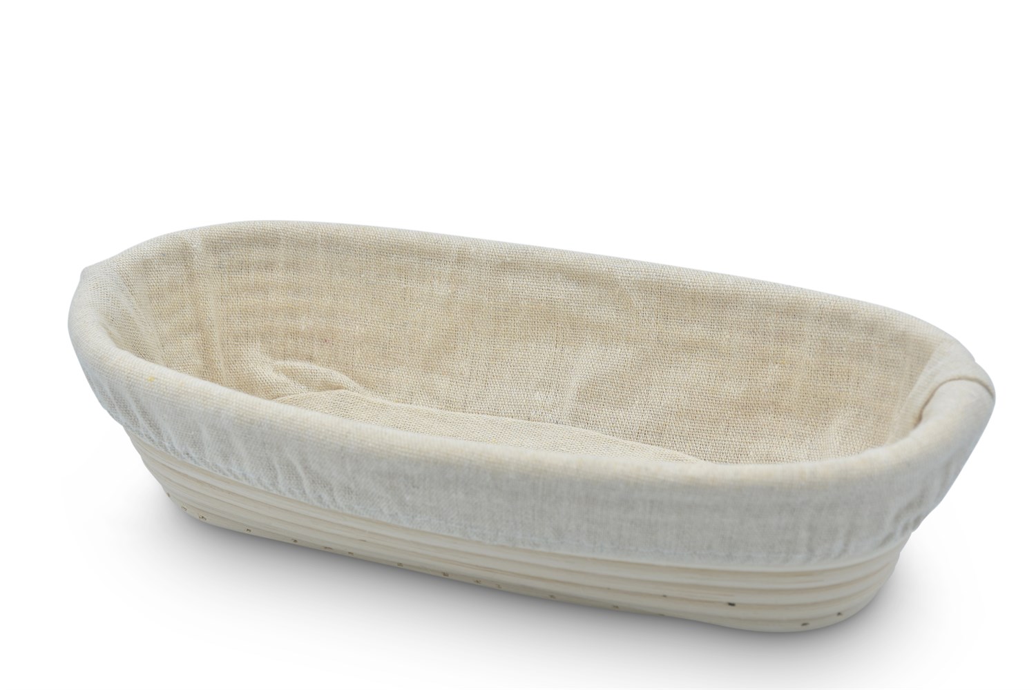 Oval hævekurv 30 x 14 cm i rattan, med aftageligt klæde – Billig fragt