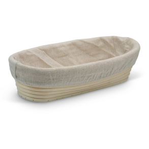 Oval h�vekurv 25 x 15 cm i rattan, med aftageligt kl�de