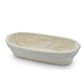 Oval h�vekurv 30 x 14 cm i rattan, med aftageligt kl�de