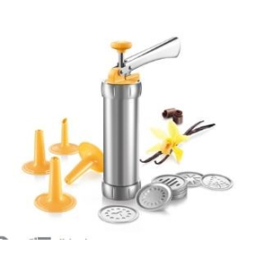 Sm�kage spr�jte i metal til vaniljekranse og l�kre sm�kager