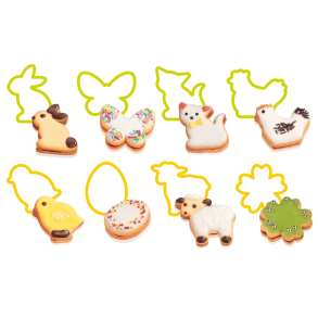 Udstikker s�t til sm�kager med 8 p�ske motiver fra Tescoma