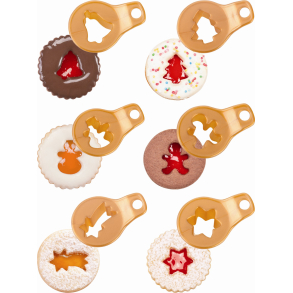 Udstikker s�t til sm�kager med  6  julemotiver fra Tescoma