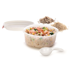 Sk�l til dampning af ris i microb�lgeovn