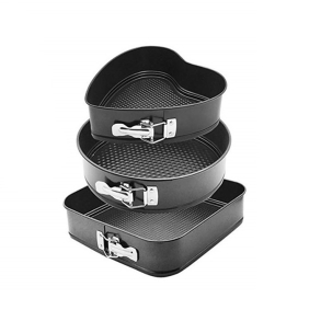 Springform s�t - Rund, firkantet og hjerte form, med non-stick bel�gning. S�t med 3 stk.