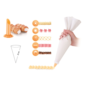 Spr�jtepose i tekstil med 6 tyller